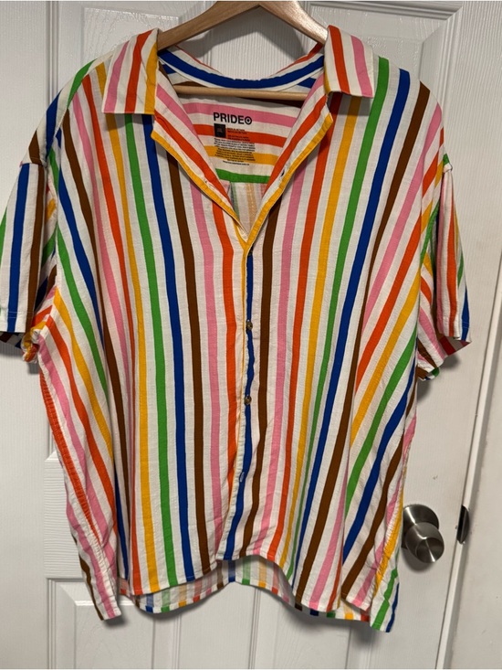 Target Tops - Target PRIDE© Multicolor Vertical Stripe Button-Down Shirt XXL